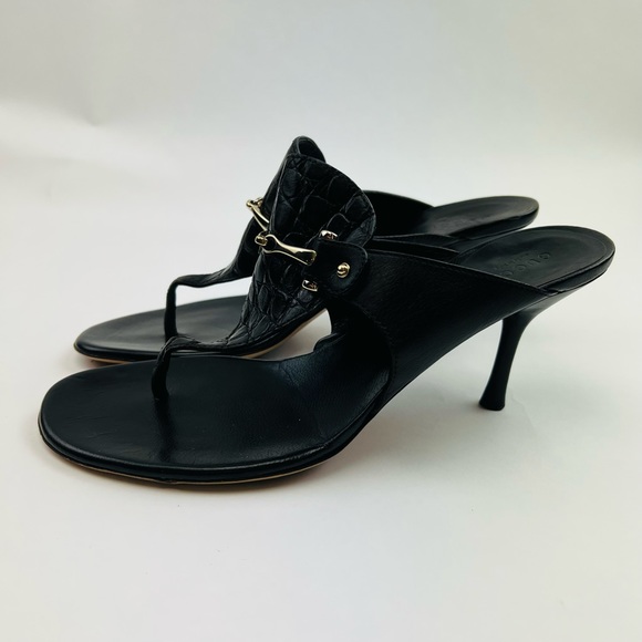 GUCCI: Brown, Leather & Gold metal Horsebit Mules, Size: EU 39C - US 9 - Picture 8 of 10